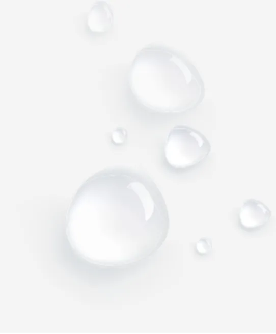 Clear Water Droplets Scattered On A White Background, Close-up View