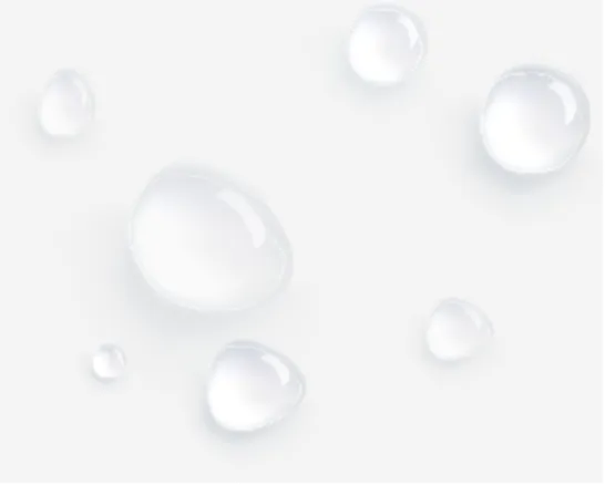 Several Clear Water Droplets On A Bright White Background.